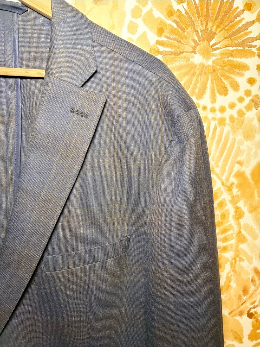 Bar III Blue Windowpane Plaid Blazer Sport Coat Two Button Business Casual - Picture 7 of 13